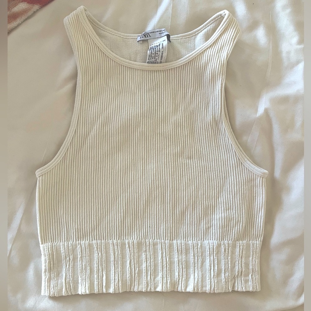 Zara cropped cream top